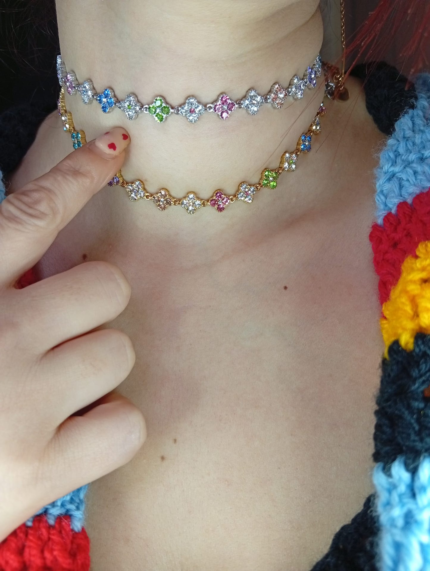 Collana Lumos ♥ Bijoux con Cristalli Multicolor a Quadrifoglio
