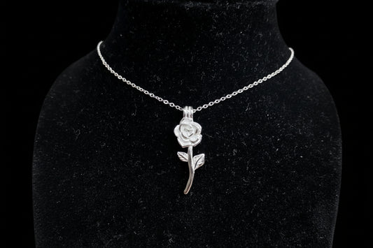 Collana Sogna Argento 🖤 Ciondolo Rosa Stilizzata in Acciaio Inossidabile 316L
