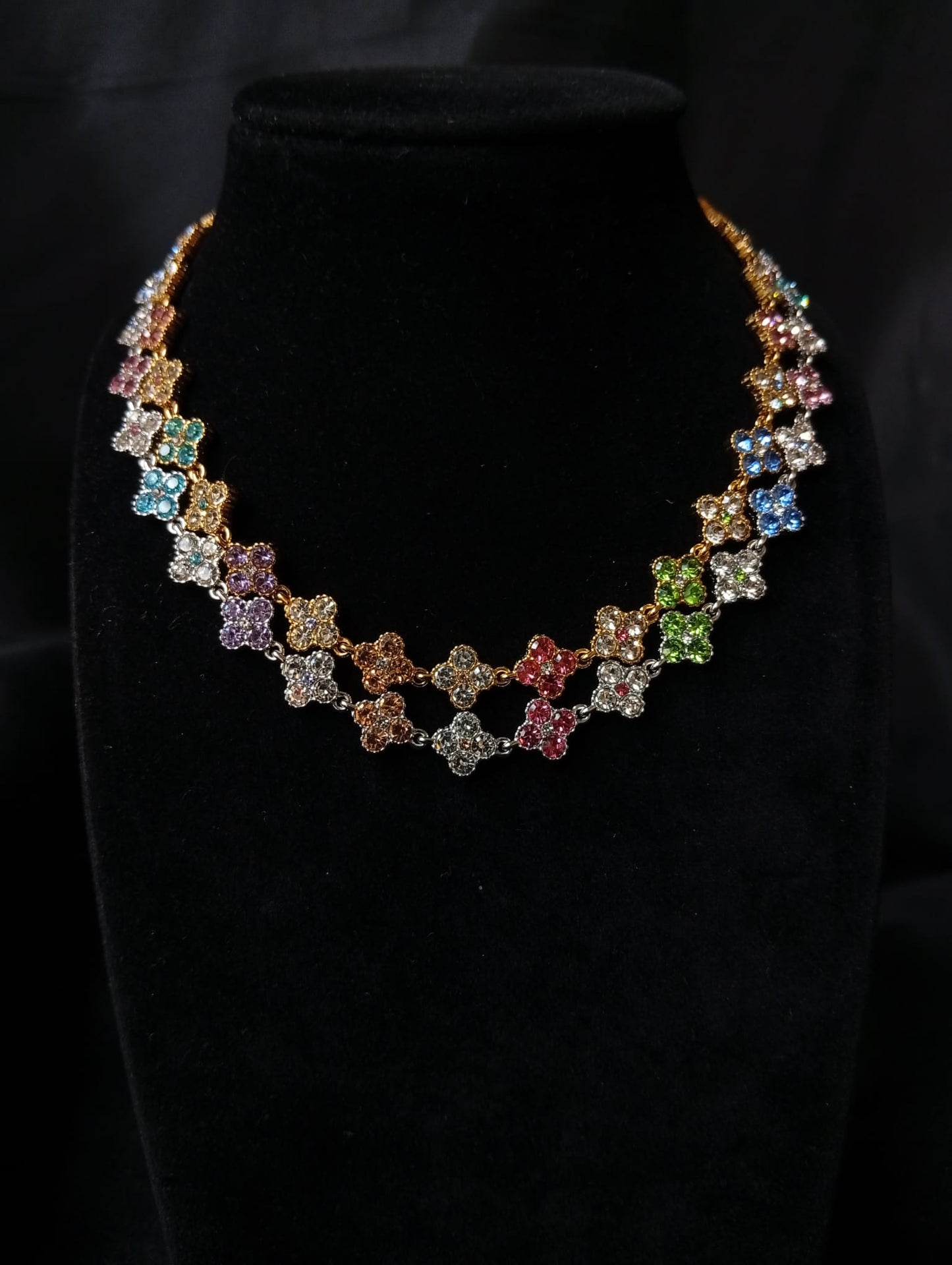 Collana Lumos ♥ Bijoux con Cristalli Multicolor a Quadrifoglio