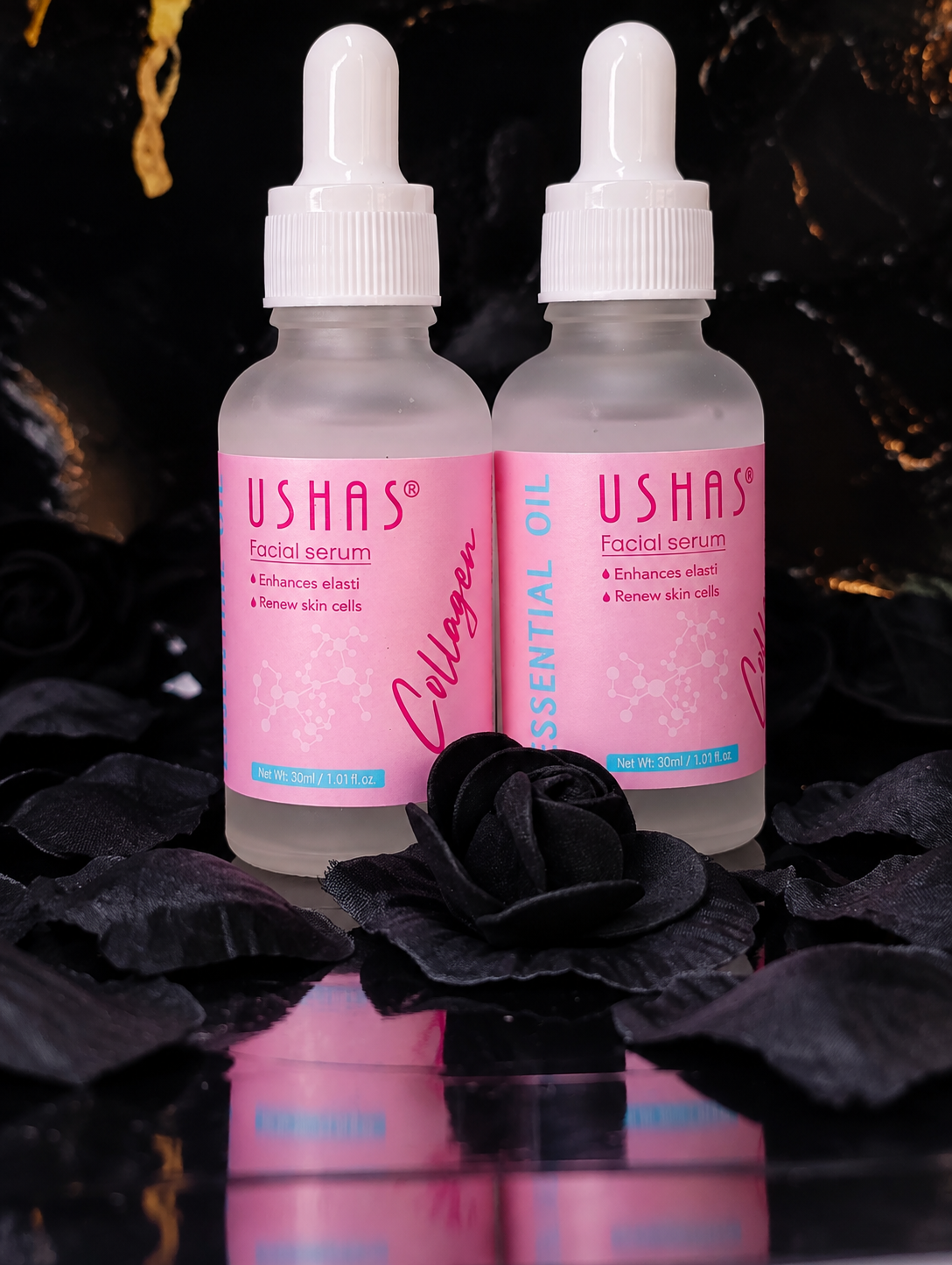 Siero Viso al Collagene e Acido Ialuronico USHAS – 2 × 30 ml