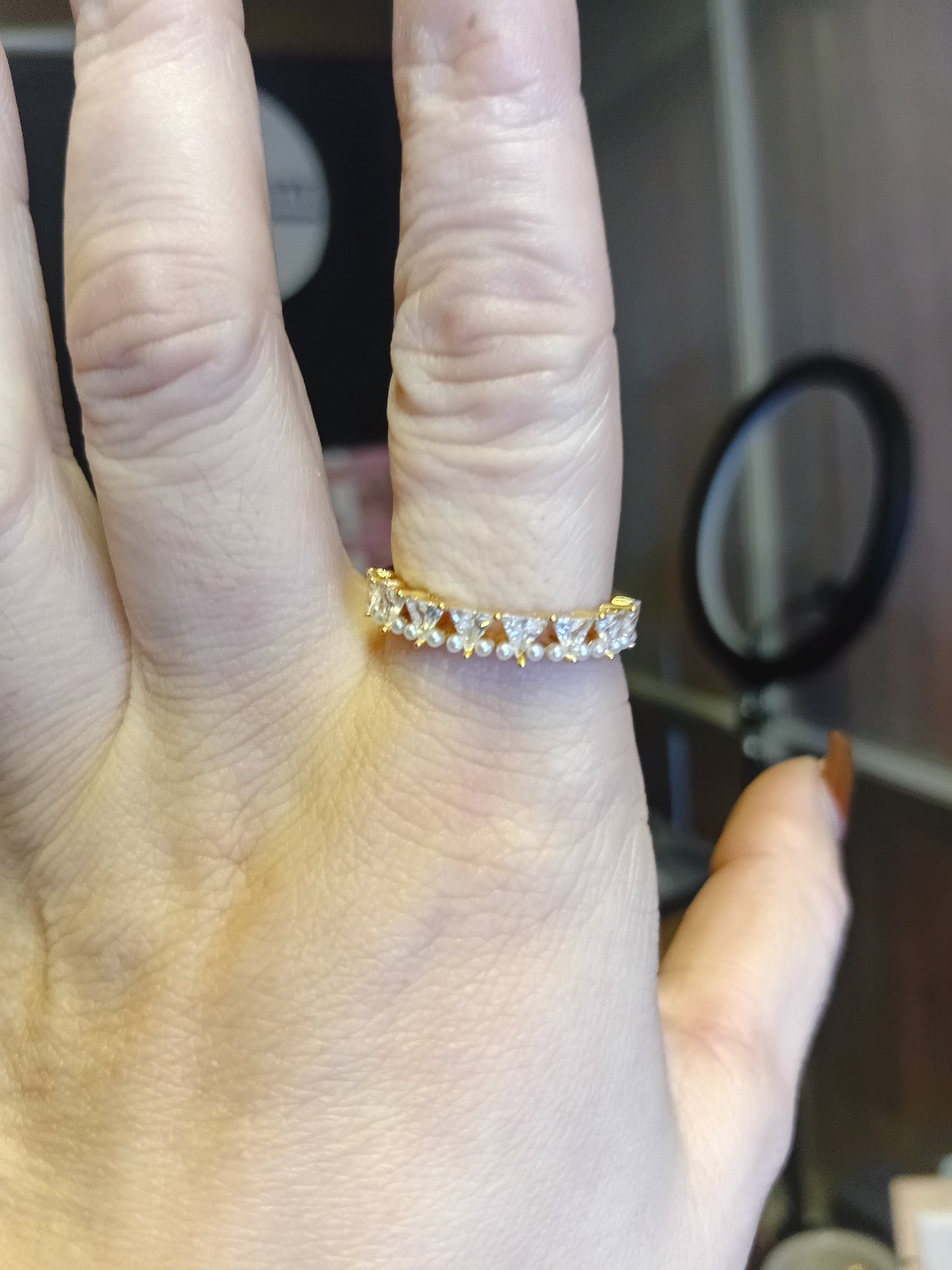Anello Veretta Frammento di Stella Micro Perle e Zirconi