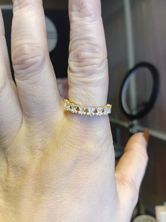 Anello Veretta Frammento di Stella Micro Perle e Zirconi