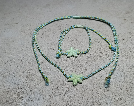 Set Collana + Bracciale Stella Marina 🖤 Cordino Intrecciato Colorato