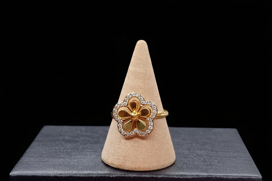 Anello Fiore in 3D 🖤 con Strass Regolabile in Acciaio Inossidabile