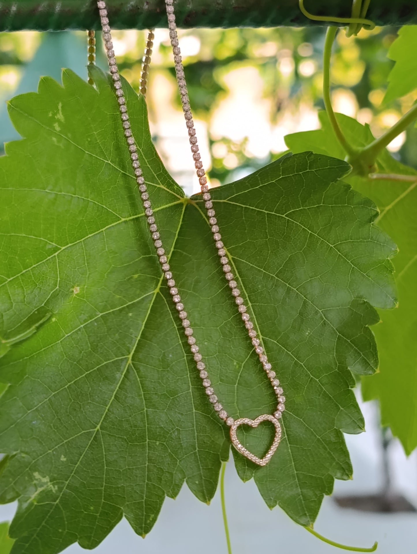 Collana Tennis Cuore di Vetro 🖤 Bijoux in Acciaio Inossidabile a Forma di Cuore