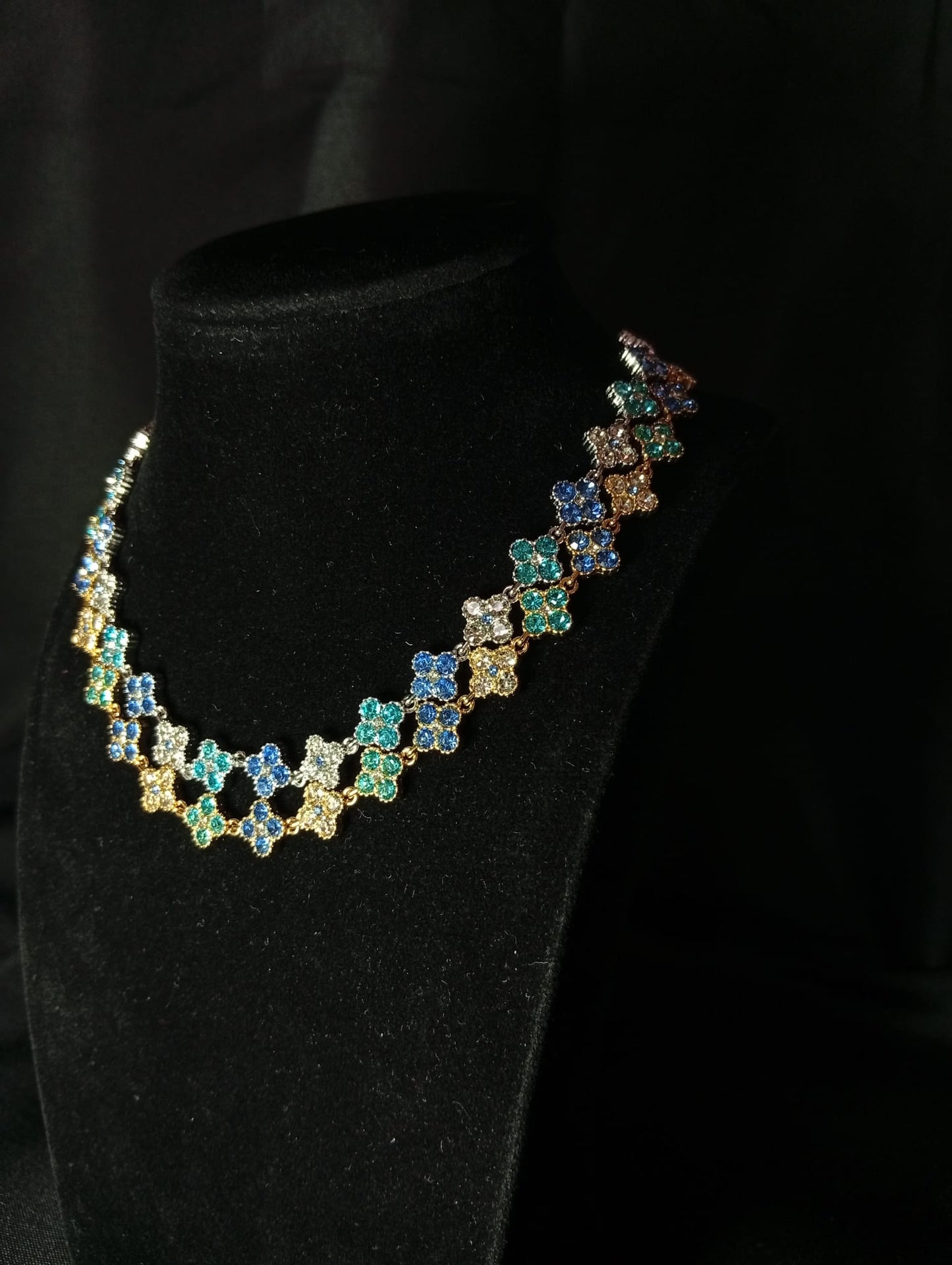 Collana Lumos ♥ Bijoux con Cristalli Multicolor a Quadrifoglio