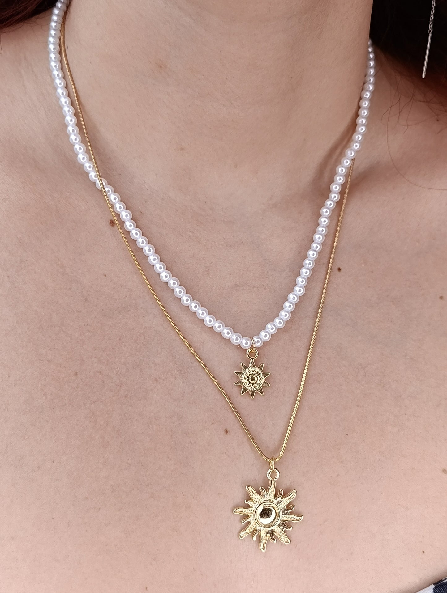 Collana Soleil 🖤 Doppia Collana Perle e Sole