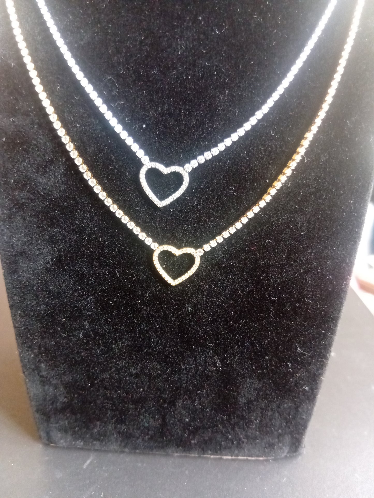 Collana Tennis Cuore di Vetro 🖤 Bijoux in Acciaio Inossidabile a Forma di Cuore