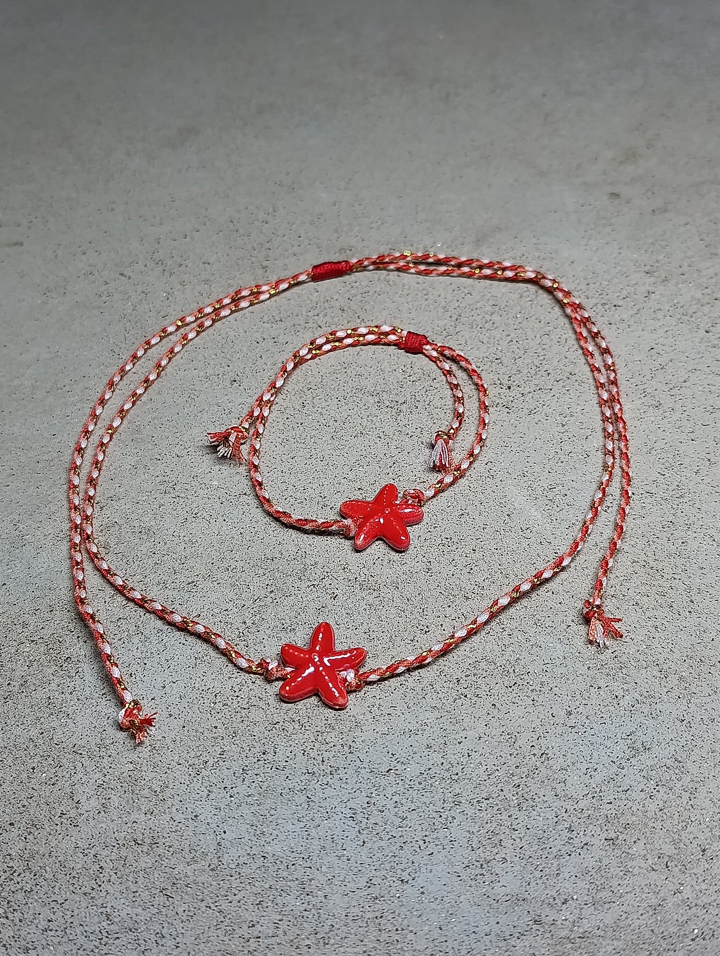 Set Collana + Bracciale Stella Marina 🖤 Cordino Intrecciato Colorato