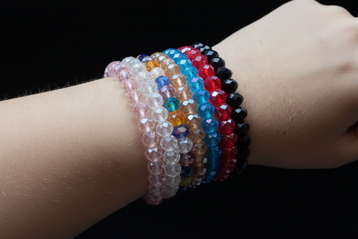 Bracciale Elastico Perle Sfaccettate - Effetto Brillante