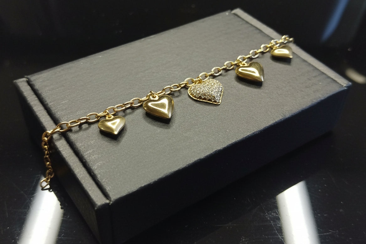 Bracciale sonaglio cuori misti
