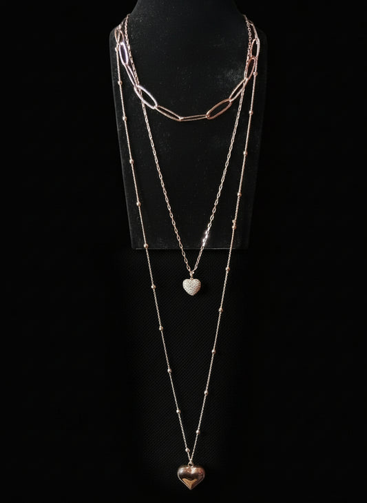Collana 3 Fili L'Amore è nell'Aria 🖤 Ottone & Strass