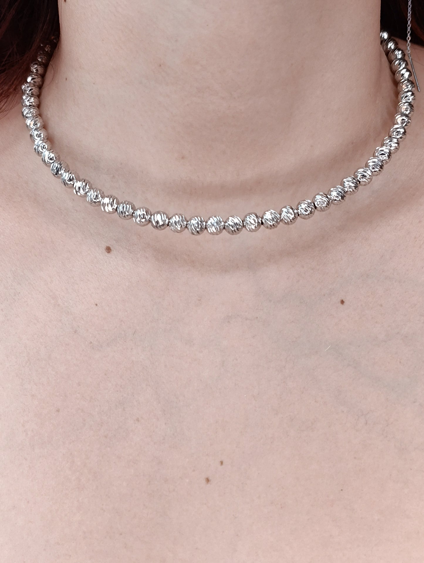 Collana Rigida Luminous 🖤 Girocollo con Palline Sfaccettate in Acciaio 316L
