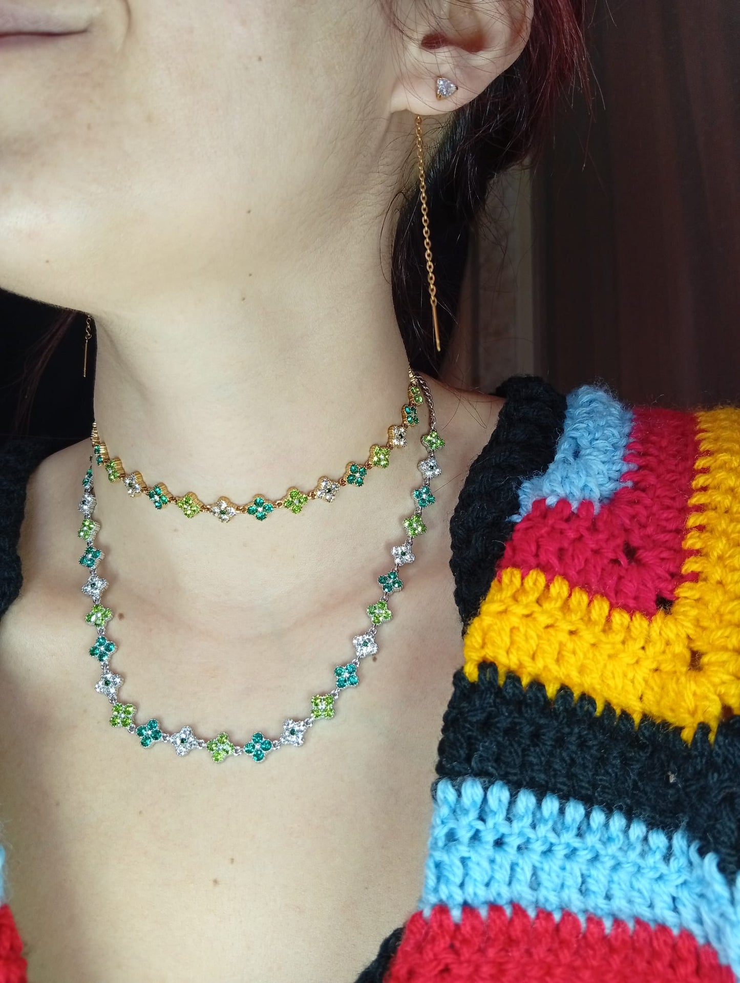 Collana Lumos ♥ Bijoux con Cristalli Multicolor a Quadrifoglio