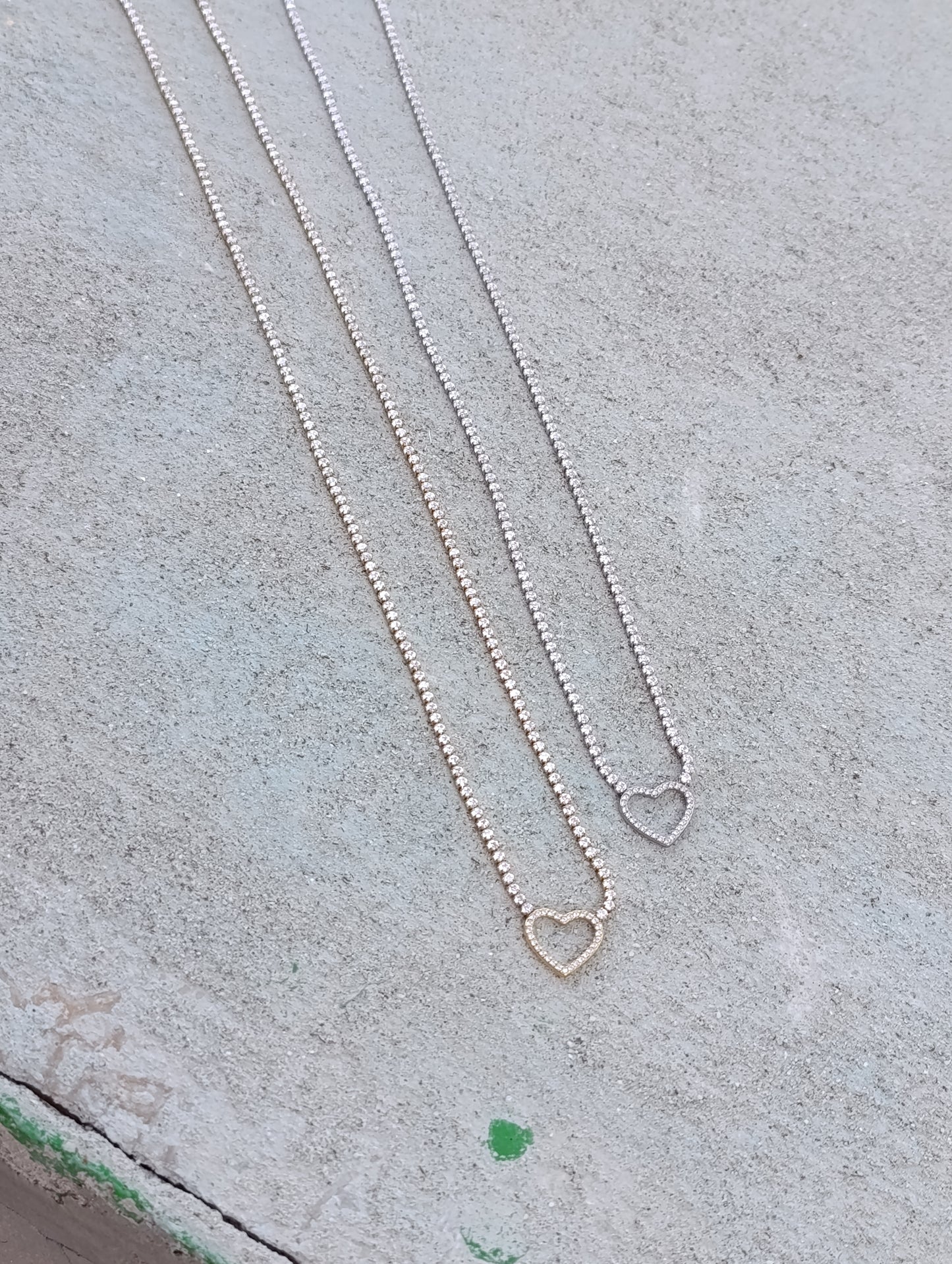 Collana Tennis Cuore di Vetro 🖤 Bijoux in Acciaio Inossidabile a Forma di Cuore