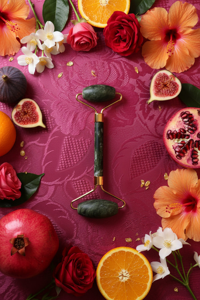 Rullo di Giada 🖤 Massaggio Viso Rituale Fiori, Frutti e Magia Araba