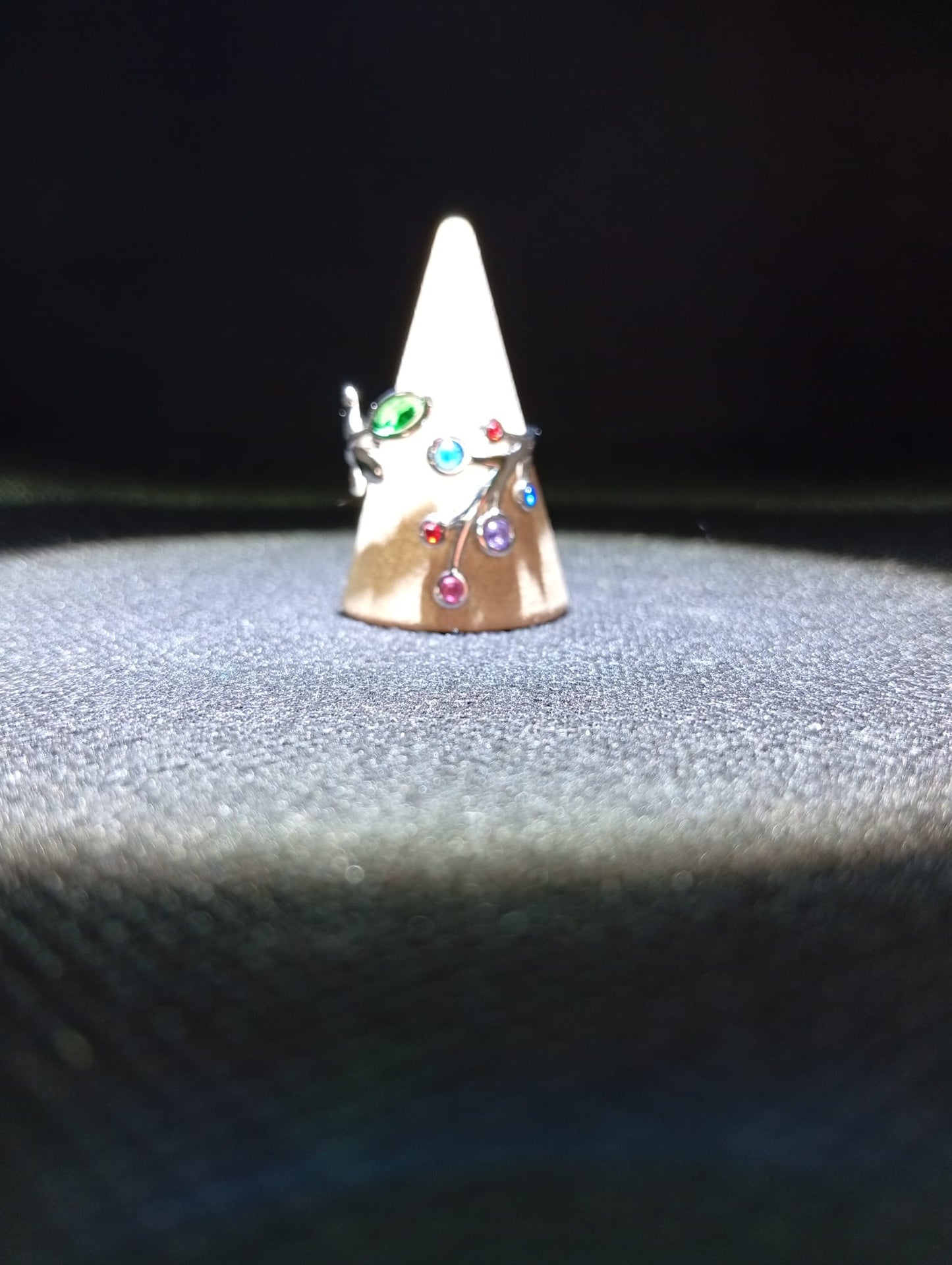 Anello Primavera 🖤 Ramo Botanico con Cristalli Multicolore in Acciaio Inossidabile