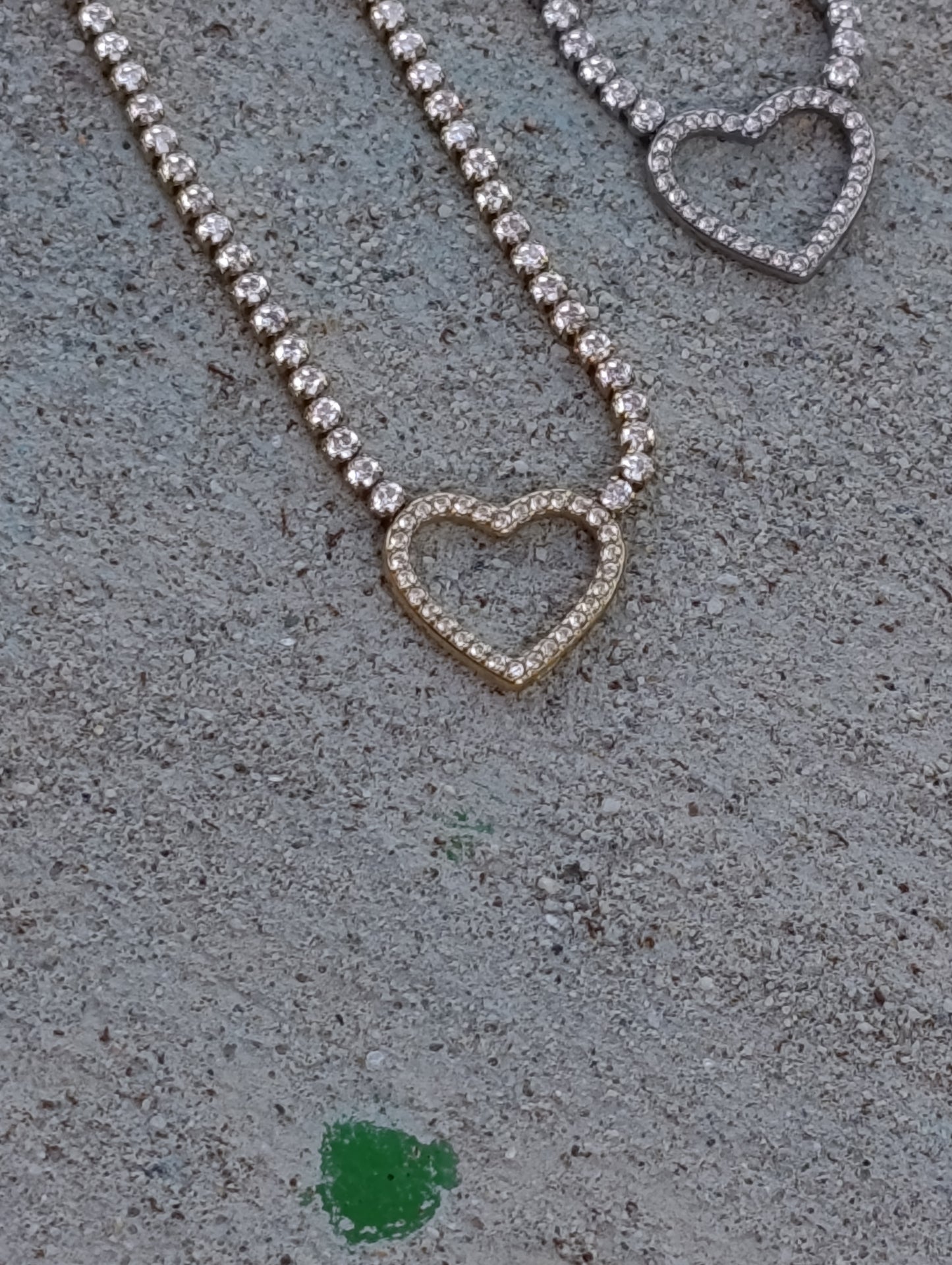 Collana Tennis Cuore di Vetro 🖤 Bijoux in Acciaio Inossidabile a Forma di Cuore