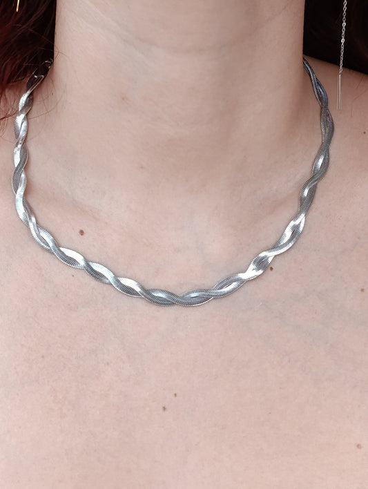 Collana Intreccio 2.0 🖤 Due Catene Snake Intrecciate in Acciaio Inossidabile 316L