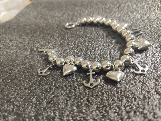 Bracciale “Cuore d’Ancora” – Argento inox 304 & dettagli marini