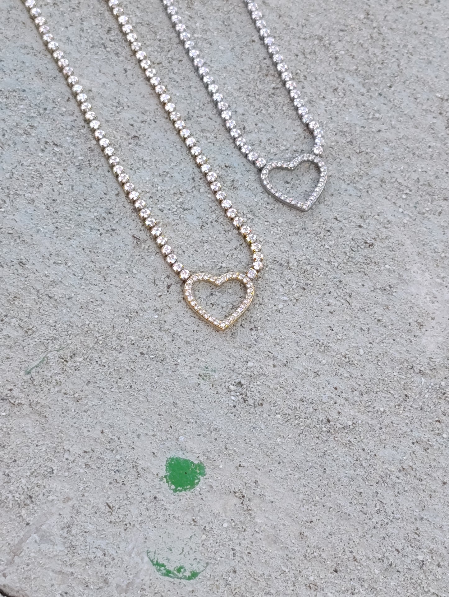 Collana Tennis Cuore di Vetro 🖤 Bijoux in Acciaio Inossidabile a Forma di Cuore