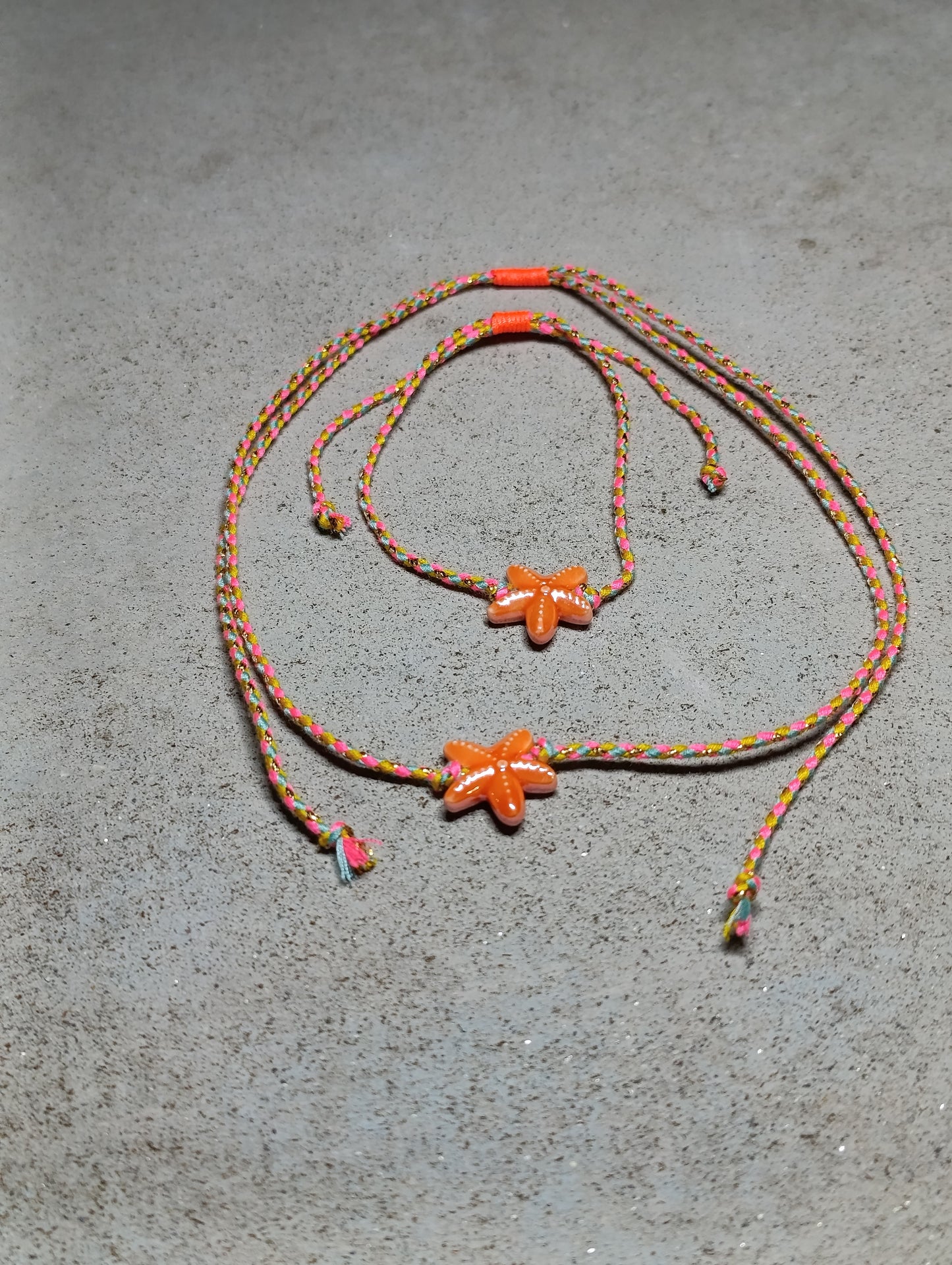 Set Collana + Bracciale Stella Marina 🖤 Cordino Intrecciato Colorato