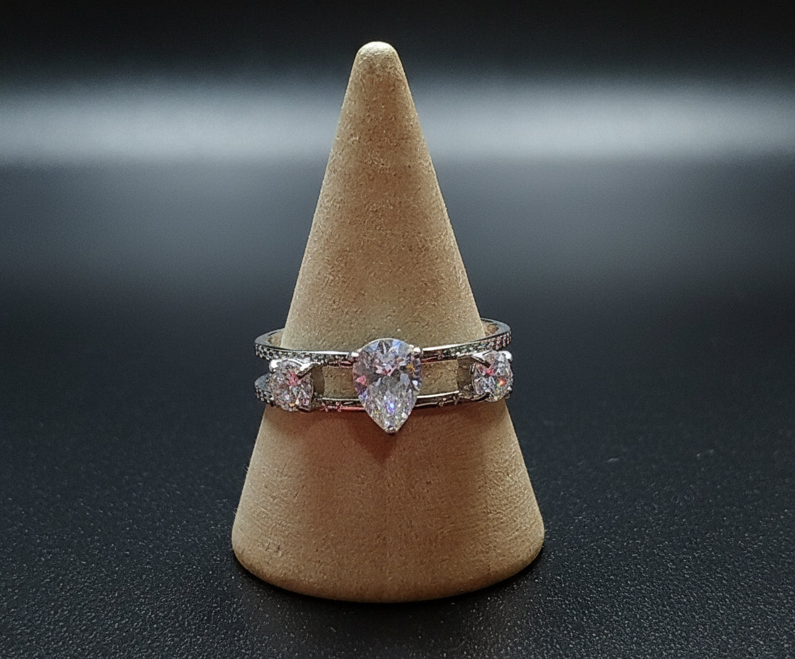 Anello Frozen 🖤 Pietra in Vetro Effetto Cristallo Regolabile
