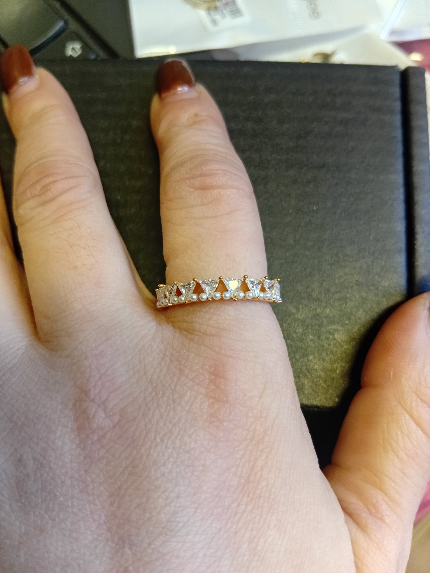 Anello Veretta Frammento di Stella Micro Perle e Zirconi
