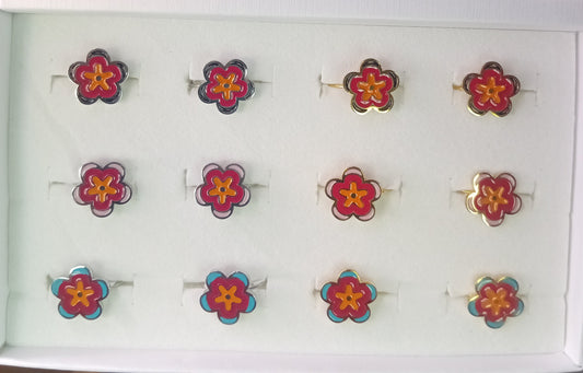 Anello Fiore Smaltato Colorato - Acciaio 304