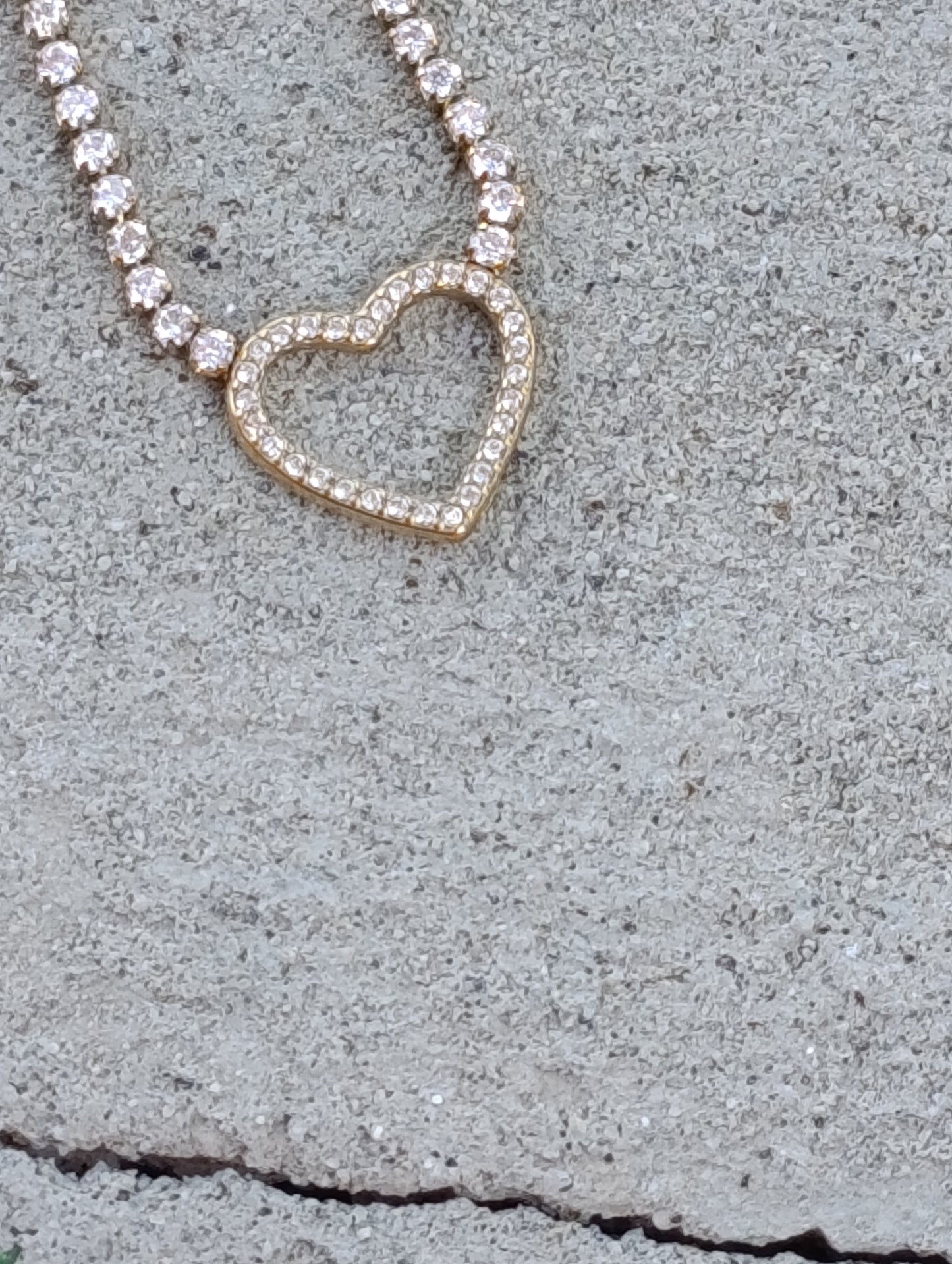 Collana Tennis Cuore di Vetro 🖤 Bijoux in Acciaio Inossidabile a Forma di Cuore