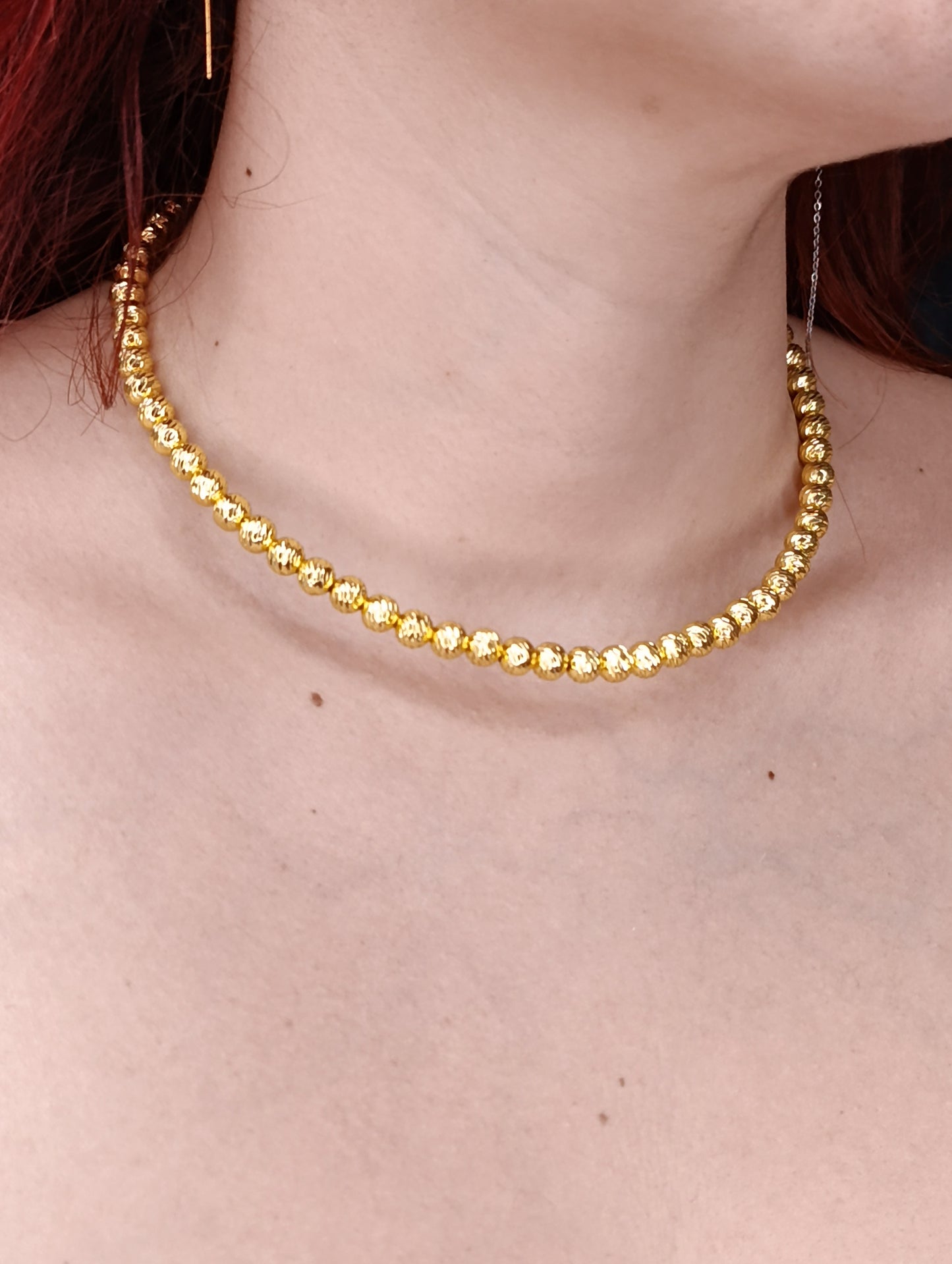 Collana Rigida Luminous 🖤 Girocollo con Palline Sfaccettate in Acciaio 316L