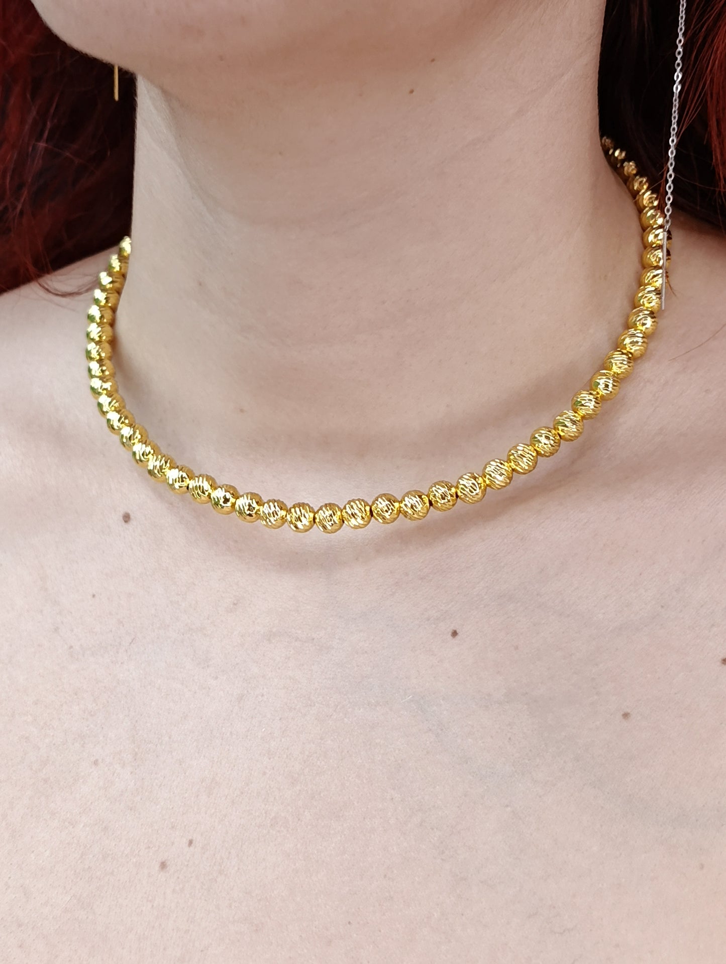 Collana Rigida Luminous 🖤 Girocollo con Palline Sfaccettate in Acciaio 316L