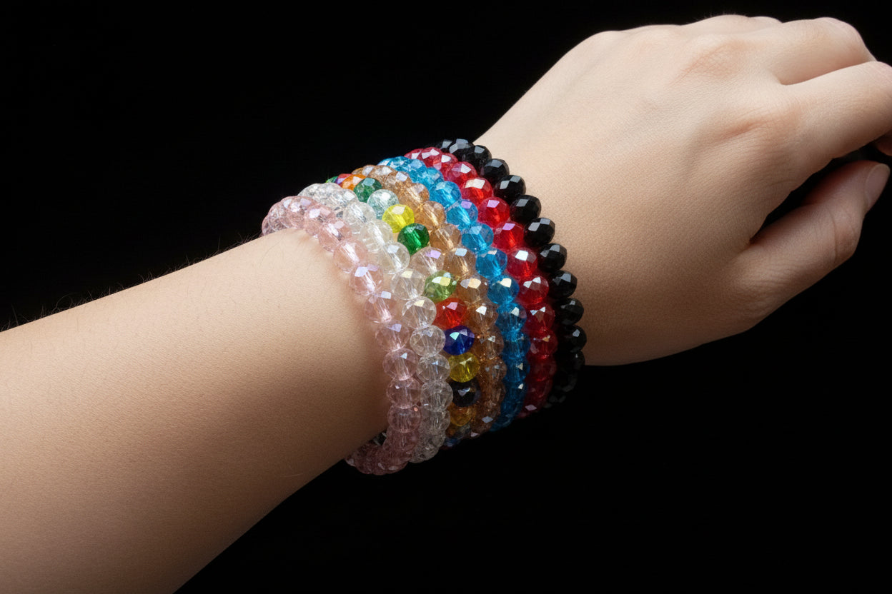 Bracciale Elastico Perle Sfaccettate - Effetto Brillante