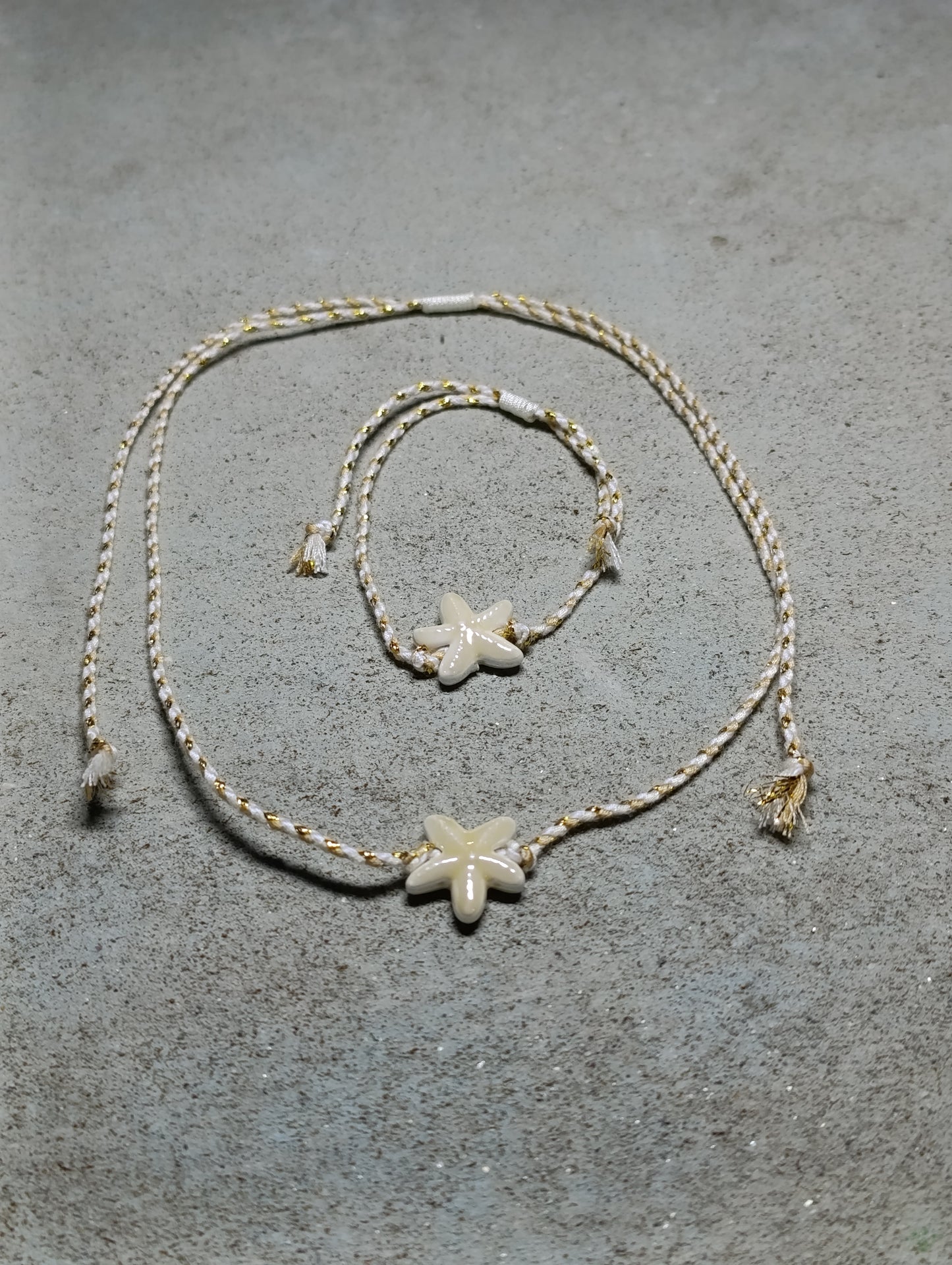 Set Collana + Bracciale Stella Marina 🖤 Cordino Intrecciato Colorato