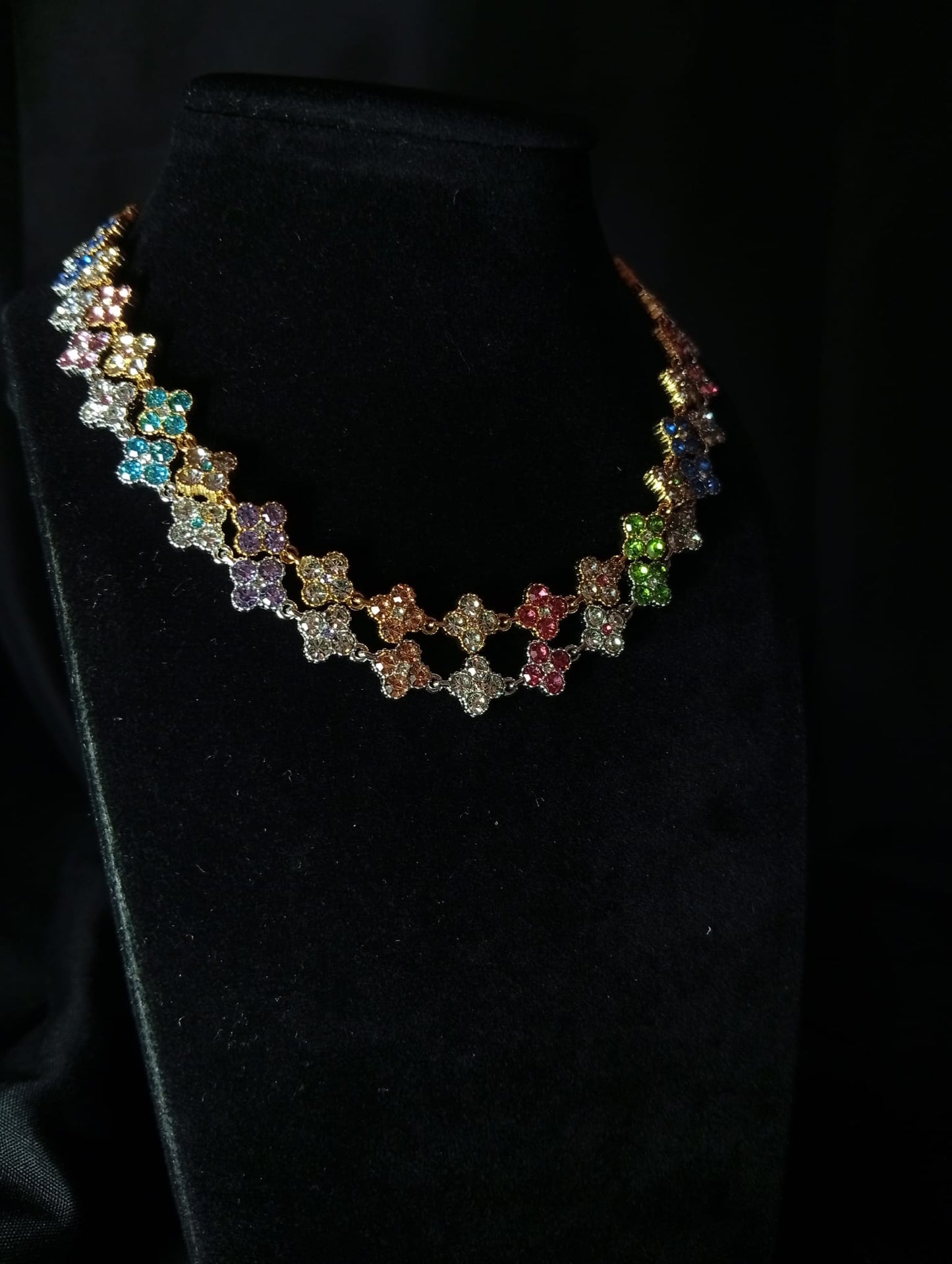 Collana Lumos ♥ Bijoux con Cristalli Multicolor a Quadrifoglio