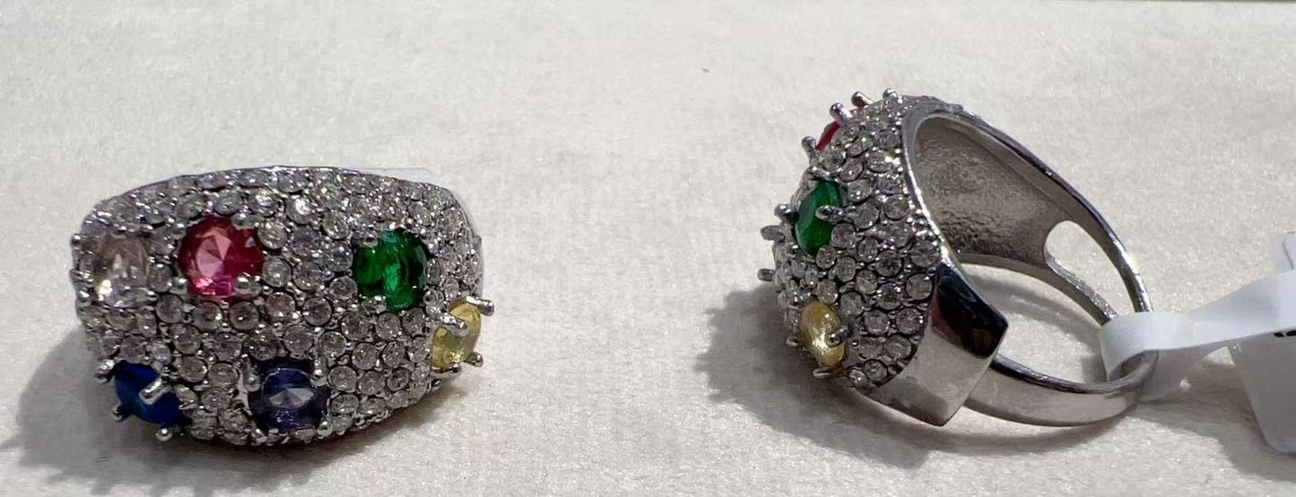 Anello Stroboscopico 🖤 Multicolore con Strass in Acciaio Inossidabile