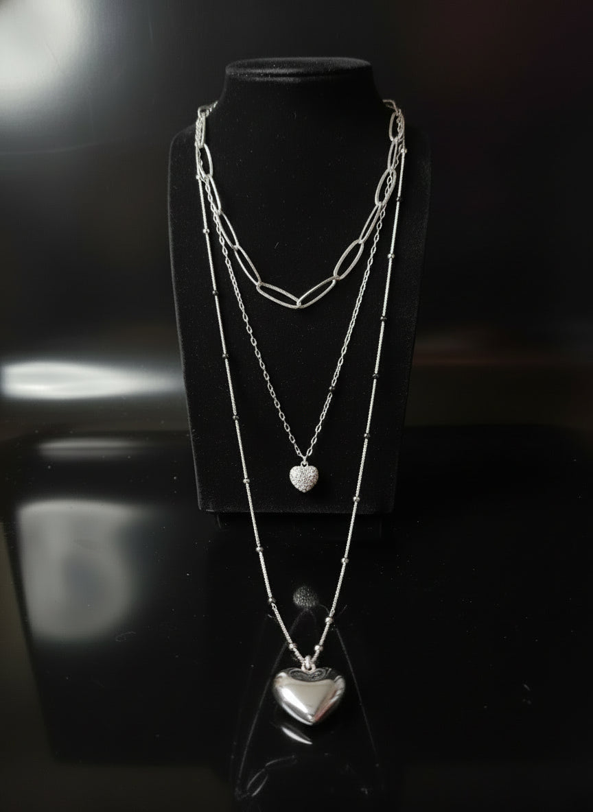 Collana 3 Fili L'Amore è nell'Aria 🖤 Ottone & Strass