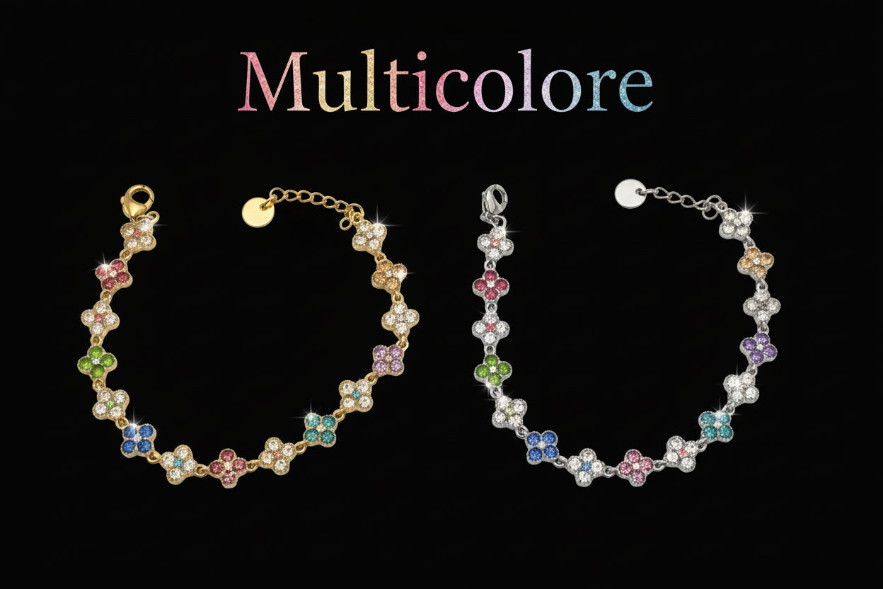 Bracciale Lumos - Acciaio Inossidabile 316L con Cristalli Colorati